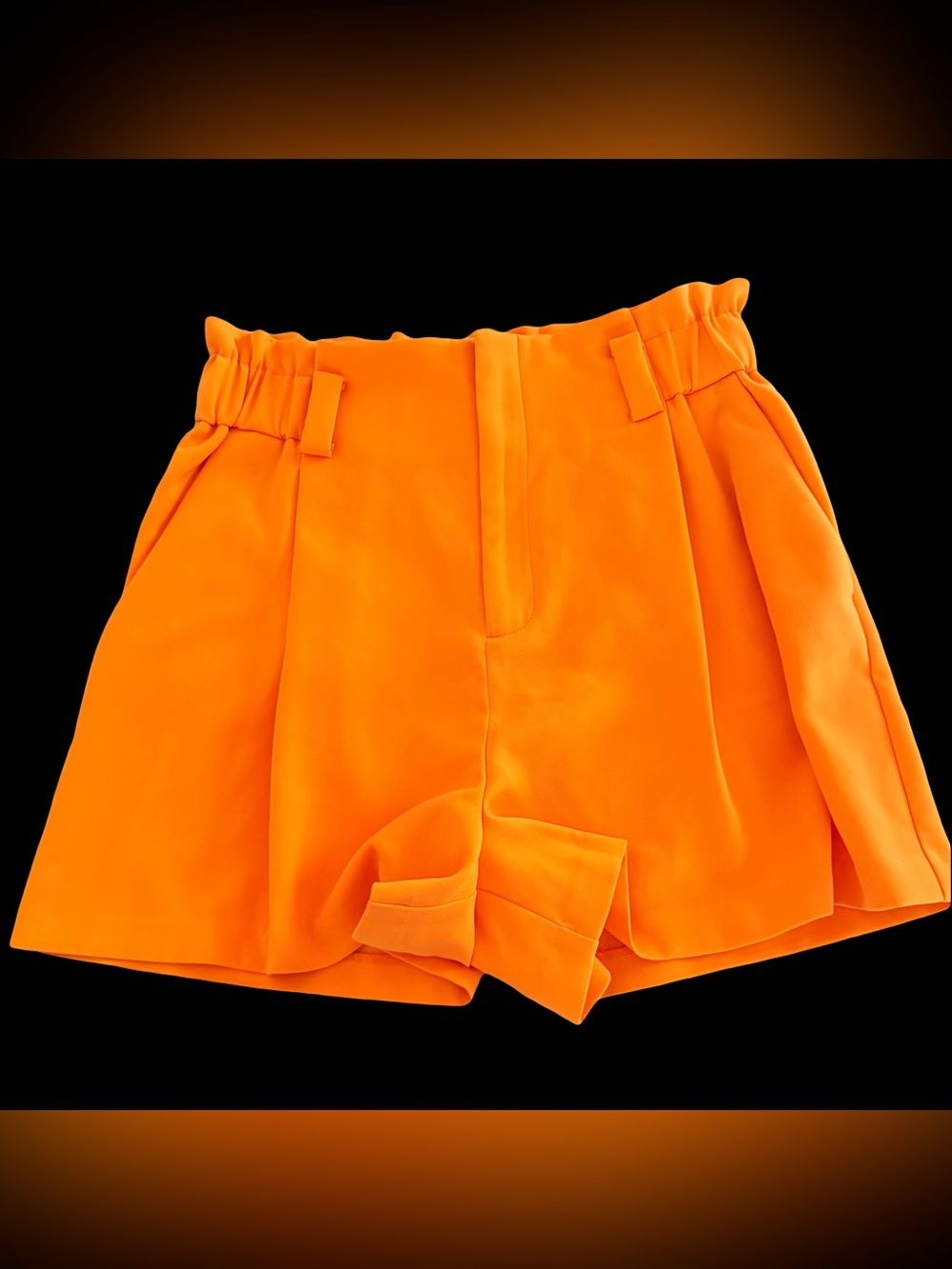 Nine West Vibrant Orange Paperbag Waist Shorts